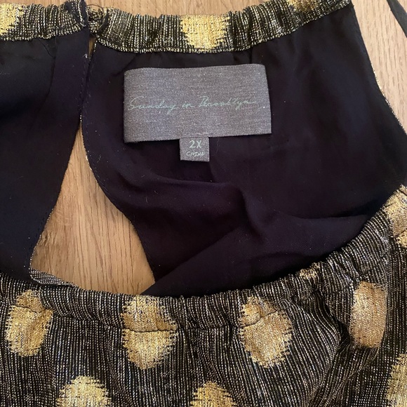 Anthropologie Metallic Gold Dot Wedding Guest Dress - Picture 4 of 4